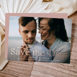 Klassische Eleganz Horizontales Foto Save-the-Date Folieneinladung