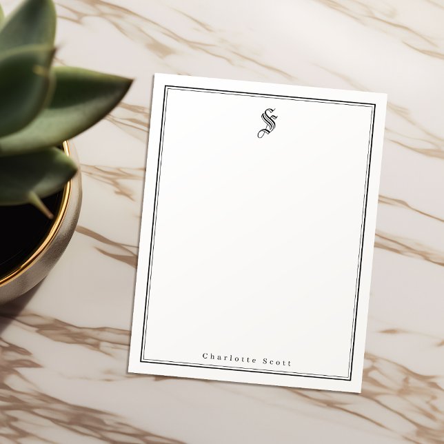 Klassische Eleganz Monogramm personalisiert Statio Mitteilungskarte (Classic elegance monogram personalized Stationery Note Card)