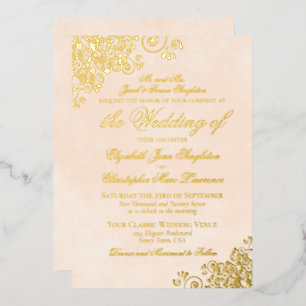 Klassische Eleganz Mramorierte Pfirsich Formale Ho Folieneinladung