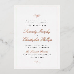 Klassische Eleganz Schrift Rose Gold Einfache Hoch Folieneinladung