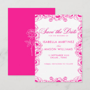 Klassische elektrische Fuchsien-Blumen retten das  Save The Date