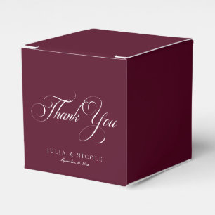 Klassische Elfenbein Burgund Süße Danke Hochzeit Geschenkschachtel