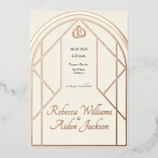 Klassische Elfenbein- und Roségoldfolie-Hochzeitse Folieneinladung