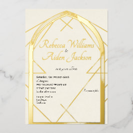 Klassische Elfenbein- und Roségoldfolien-Hochzeit Folieneinladung