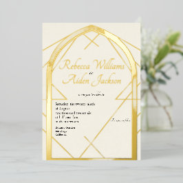 Klassische Elfenbein- und Roségoldfolien-Hochzeit Folieneinladung