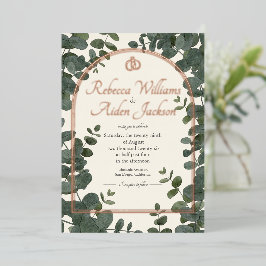 Klassische Elfenbein- und Roségoldfolien-Hochzeit Folieneinladung