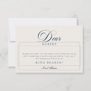 Klassische Elfenbeinblaue Ringträger-Hochzeitskart Einladung