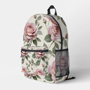 Klassische englische Rosen in sanften Rosa-Tönen Bedruckter Rucksack