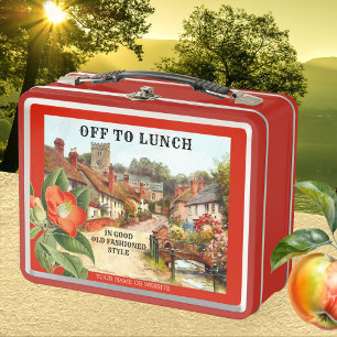 Klassische englische Vintage-Dorf-Lunchbox bemalt Metall Brotdose