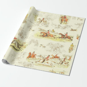 Klassische englische Vintage-Pferdereiter-Jagdhund Geschenkpapier