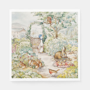 Klassische Ente beim Spaziergang durch den Gemüseg Serviette