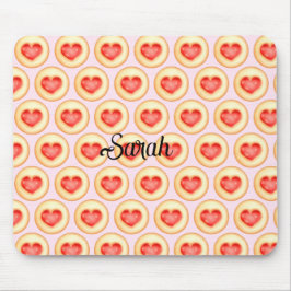 Klassische Erdbeerherz-Thumbprint-Cookies Mousepad