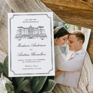Klassische Estate-Illustrations-Foto-Hochzeit Save The Date