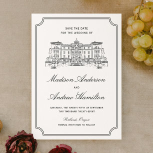 Klassische Estate-Illustrations-Hochzeit Save The Date