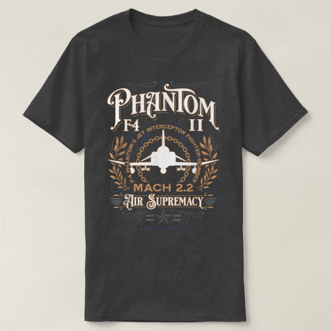 Klassische F-4 Phantom II Kampfbomber Jet Aircraft T-Shirt (Design vorne)