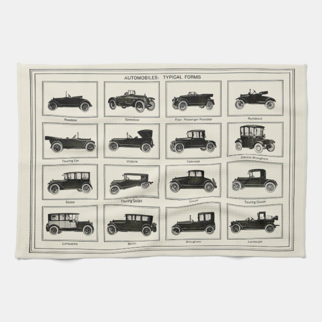 Klassische Fahrzeugkarte Vintage Kunstsammler Geschirrtuch (Horizontal)