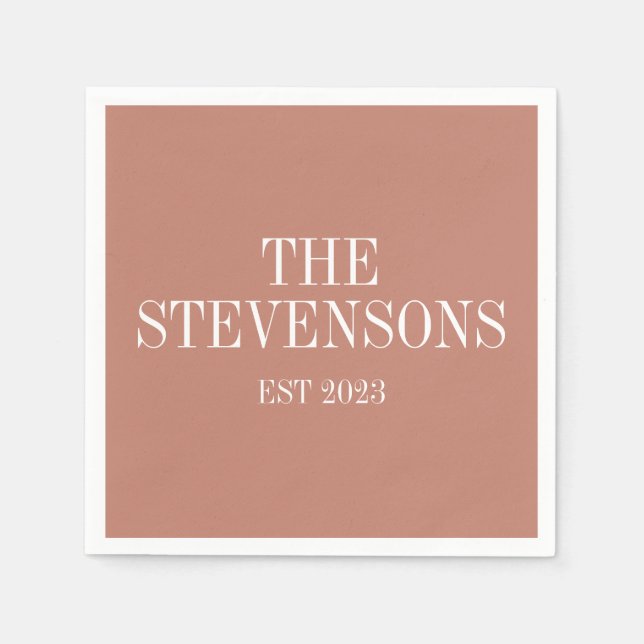 Klassische Familienname Est Datum Terracotta Serviette (Vorderseite)