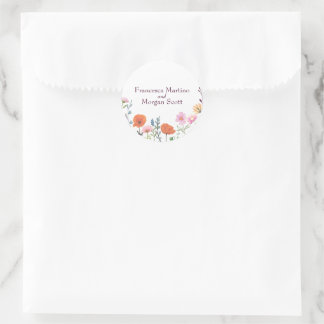 Klassische farbenfrohe Blumengrün Runder Aufkleber