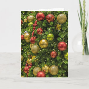 Klassische farbenfrohe Weihnachtsbaumdekoration Feiertagskarte