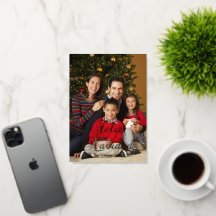 Klassische Feliz Navidad Kalligrafie Familienfoto