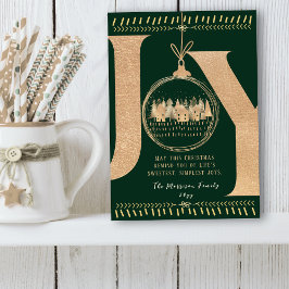 Klassische festliche Note Einfaches Grün und Gold  Feiertagskarte