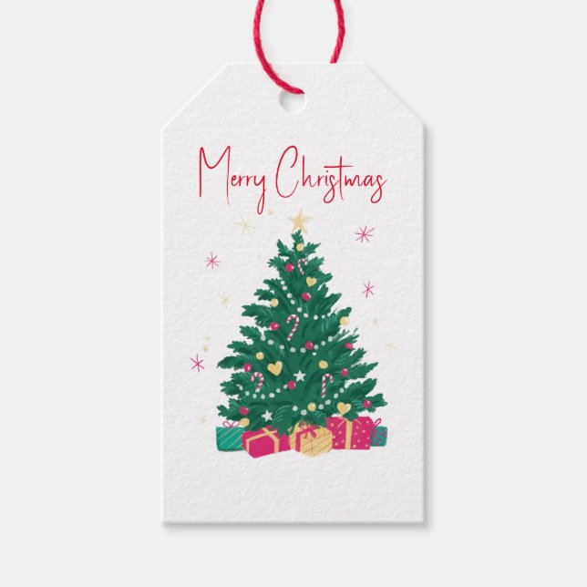 Klassische Festtagsgeschenke & Weihnachtsbaum Geschenkanhänger (Vorderseite)