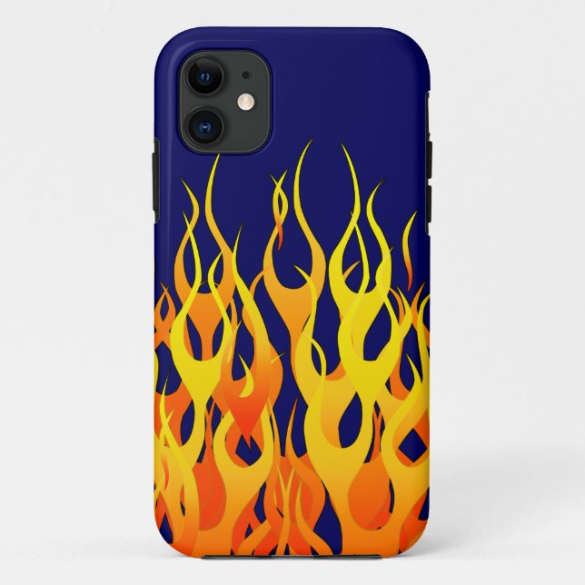 Klassische Flammenfeuer auf blauem Navy Case-Mate iPhone Hülle (Rückseite)