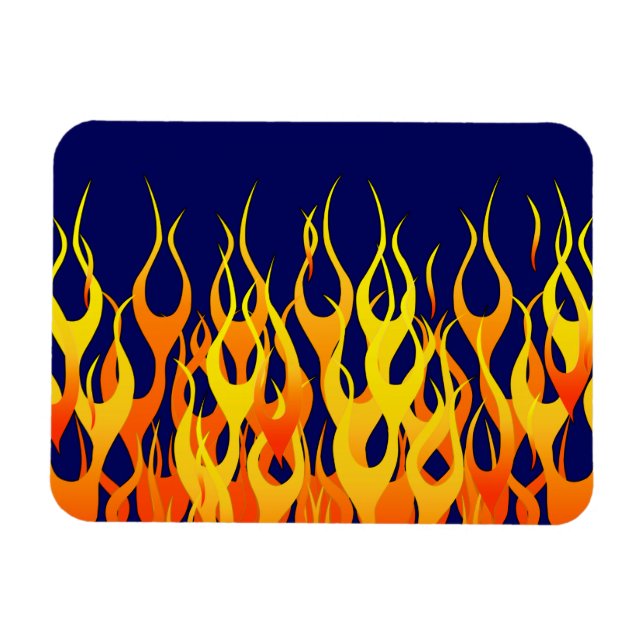 Klassische Flammenfeuer auf blauem Navy-Dekor Magnet (Horizontal)