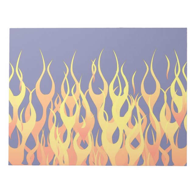 Klassische Flammenfeuer auf blauem Navy-Dekor Notizblock (Vorderseite)
