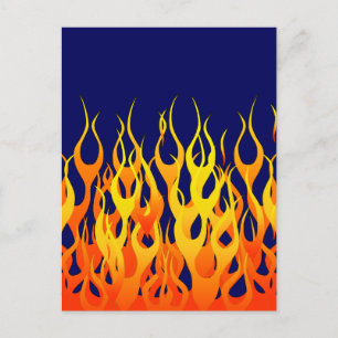 Klassische Flammenfeuer auf blauem Navy-Dekor Postkarte