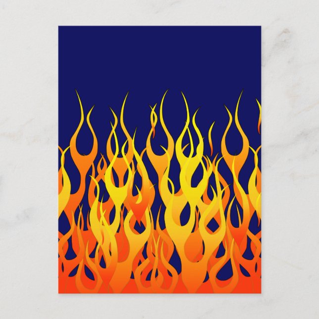 Klassische Flammenfeuer auf blauem Navy-Dekor Postkarte (Vorderseite)