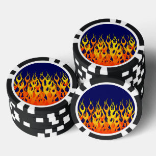 Klassische Flammenfeuer auf blauem Navy Pokerchips