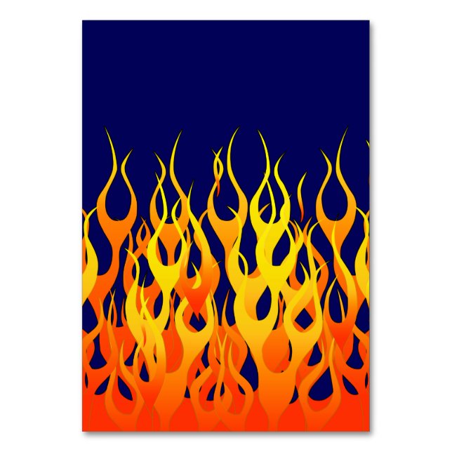 Klassische Flammenfeuer auf blauem Navy Tischnummer (Vorderseite)