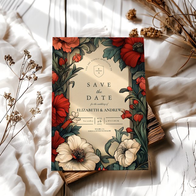 Klassische florale Hochzeit Jugendstil Save The Date (Von Creator hochgeladen)