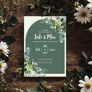 Klassische florale Mint-Hochzeitseinladung Einladung