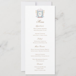 Klassische Florale Monogramm-Wappen-Hochzeits-Menü Save The Date