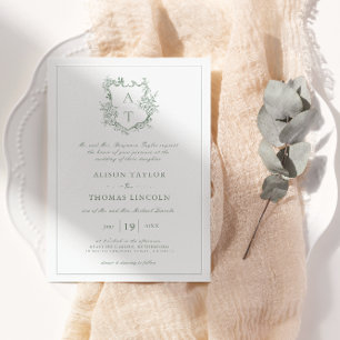 Klassische florale Wappen Hochzeitseinladung in Sa Einladung