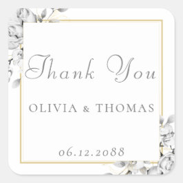 Klassische, florale Zeichnend Goldrahmen-Rustikale Quadratischer Aufkleber