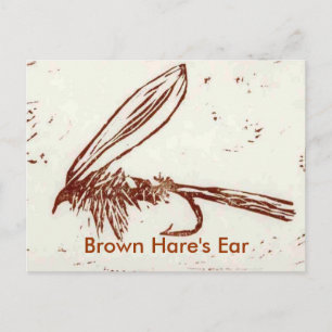 Klassische Forellenfliege Postkarte "Brown Hare" O