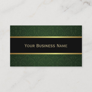 Klassische Forest Green Damask Black Business Card Visitenkarte