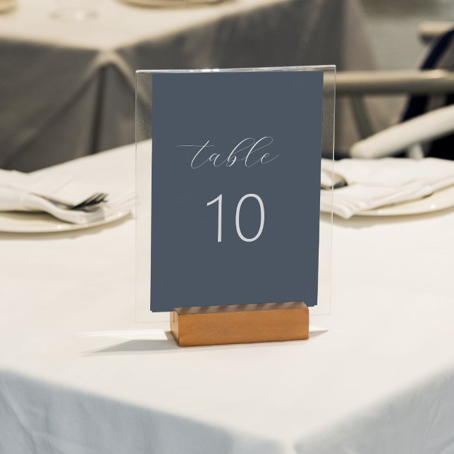 Klassische formale blaue Monogramm-Hochzeit Tischnummer (Von Creator hochgeladen)