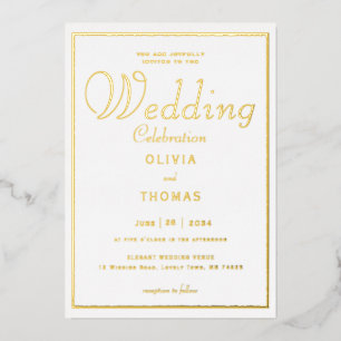Klassische formale Chic-Goldrahmen-Kalligrafie-Hoc Folieneinladung