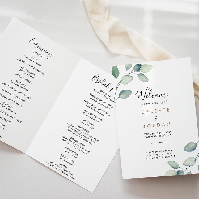 Klassische formale grüne Blätter geflochtene Hochz Programm (Von Creator hochgeladen)