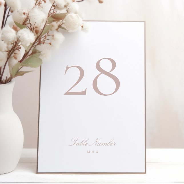 Klassische formale Kalligrafie Pink Taupe Hochzeit Tischnummer (Von Creator hochgeladen)