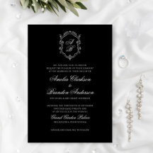 Klassische formale Schwarz-Weiß-Crest-Hochzeit