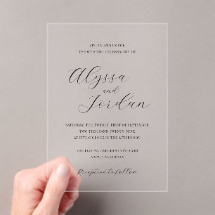 Klassische formelle elegante Hochzeit Acryleinladungen
