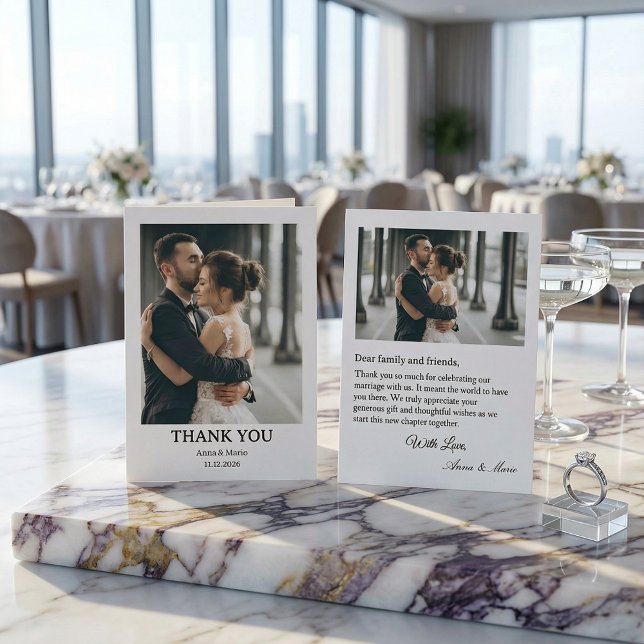 Klassische formelle Hochzeits-Foto-Dankeskarten Dankeskarte (Von Creator hochgeladen)