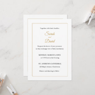 Klassische formelle Hochzeitseinladung. Goldene Ka Einladung