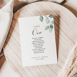 Klassische formgrüne Tischnummer 1 Sitzkarte