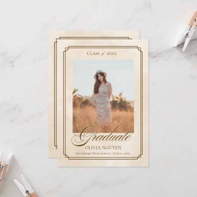 Klassische Foto-Abschluss Einladung (Vorderseite/Rückseite Beispiel)